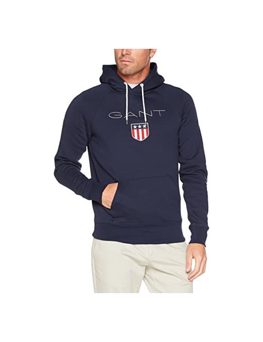 Moda Gant Shield Hoodie Capucha, Azul