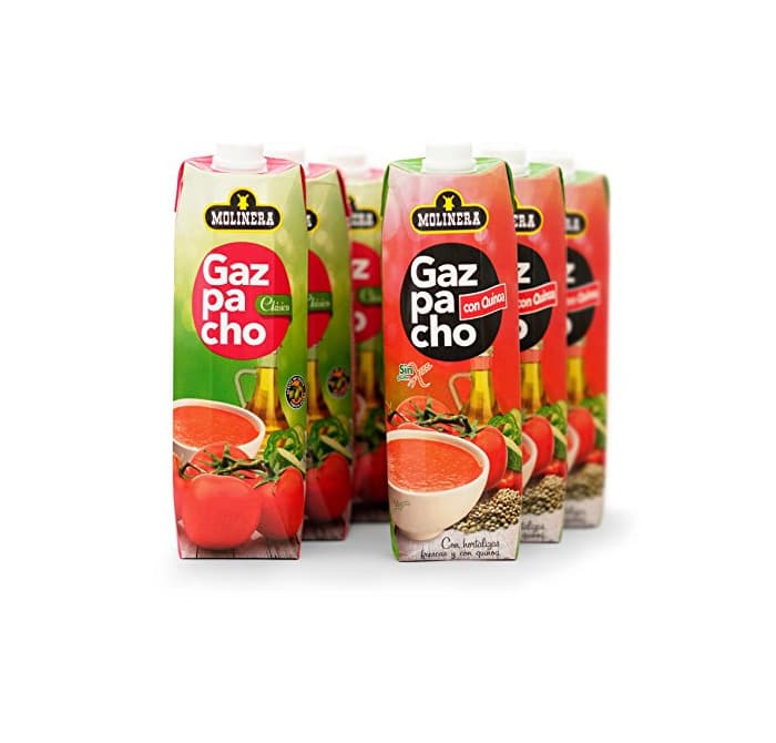 Product Molinera Gazpacho Tradicional y con Quinoa Sopas Frias - Paquete de 6