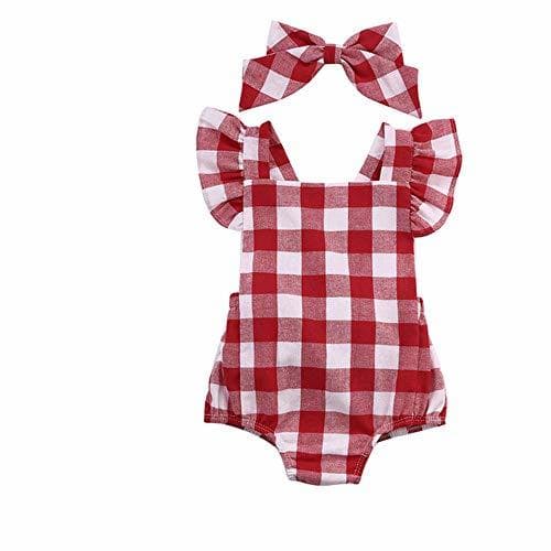 Producto Ropa Bebe Niña Verano Fossen Recién Nacido Bebé Mono de Cuadros con