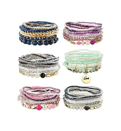 Producto Milacolato 5Sets Bohemian Stretch Beaded Bracelets para Mujeres Niñas Crystal Beaded Strand