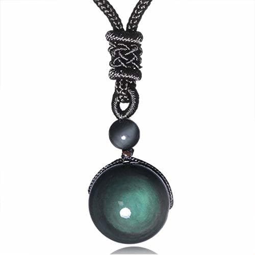 Product auguce Unisex Necklace Trendy Fashion Stone Luck Lucky Obsidian Pendant Stone Necklace