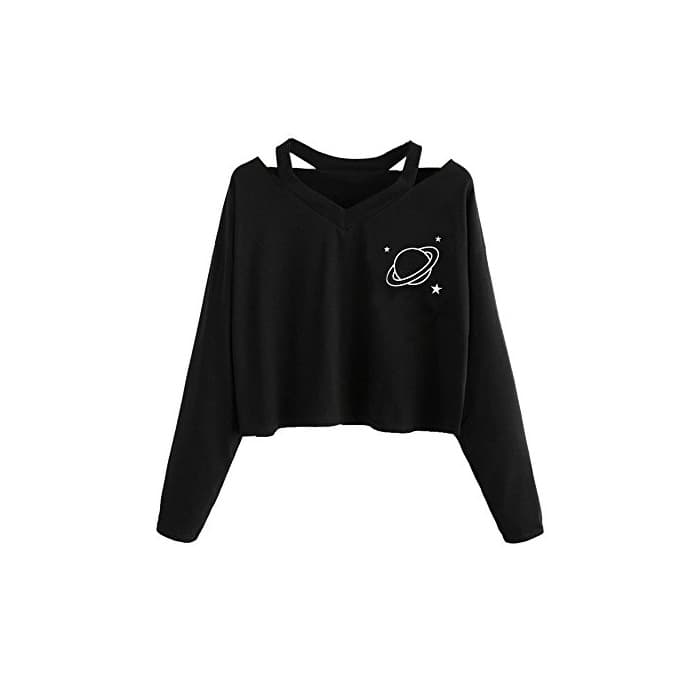 Fashion Mujer Casual Sudaderas Rayas Arcoiris Cortas Adolescentes Chicas Manga Larga Tumblr Patchwork