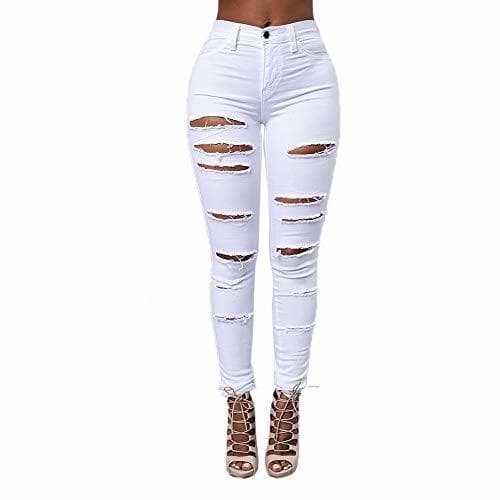 Product Mibuy Mujer Pantalones Vaqueros Rotos Mujer Elasticos Skinny Push Up Pantalones De