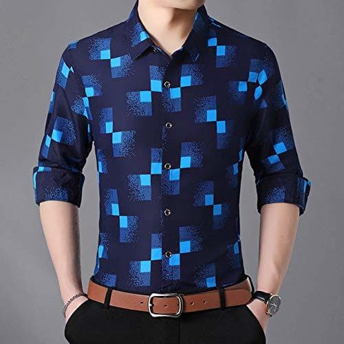 Producto MUMU-001 Camisas a Cuadros Hombres Otoño Botón Abajo Camisa Social Casual de