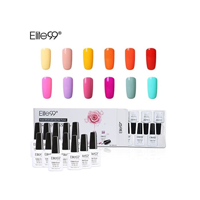 Beauty Elite99 Esmalte Semipermanente UV LED 12pcs Kit Uñas de Gel Pintauñas Esmalte