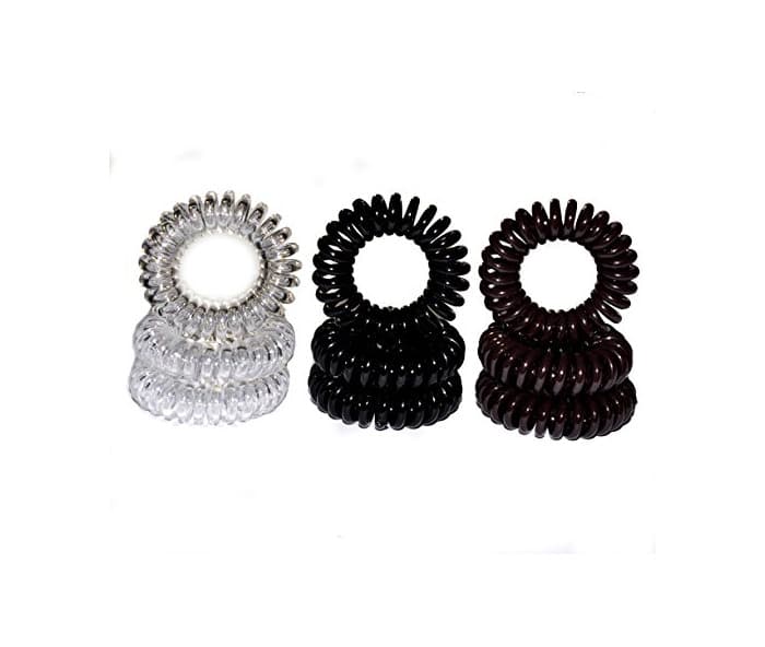 Beauty Miya Set of 9Superior Hair Scrunchie in Black Brown and Crystal Clear