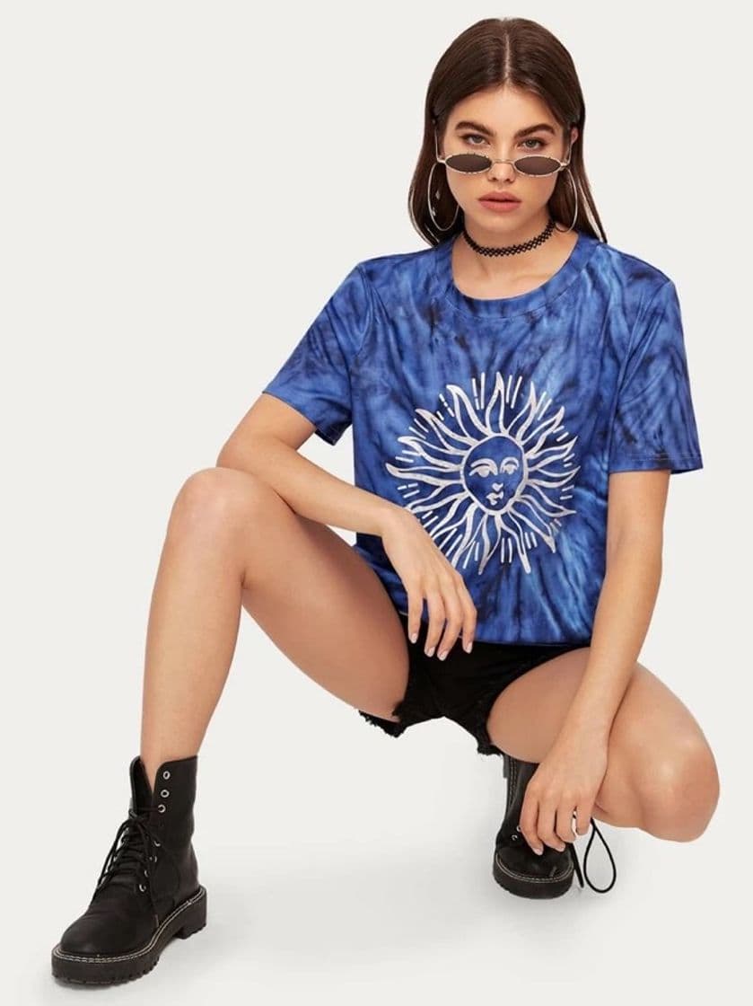 Fashion Sun Graphic Tie Dye Tee