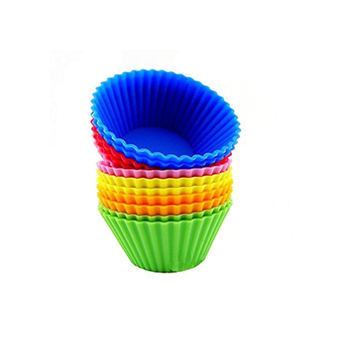 Product OUNONA 12pcs Silicone Baking Cups / Cupcake Liners Vibrant Muffin Molds in