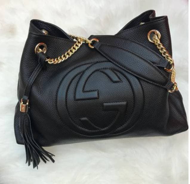 Product Bolsa de luxo Gucci Soho Shoulder Bag Grande Preta 

