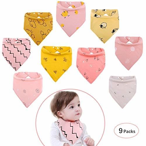 Producto Viedouce Baberos Bebe Bandanas con 2 Ajustables Botón a Presión,100% Algodón Orgánico,Suave