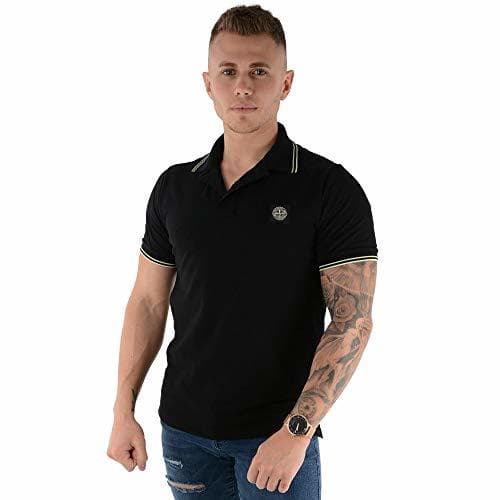 Product Stone Island Stretch Pique Tipped Polo Black-M