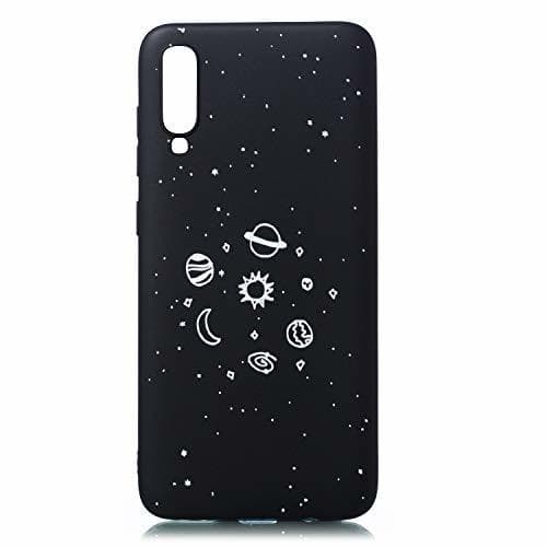 Producto CUAgain Funda Compatible con Samsung Galaxy A70 2019 Silicona Dibujos Motivo Negro