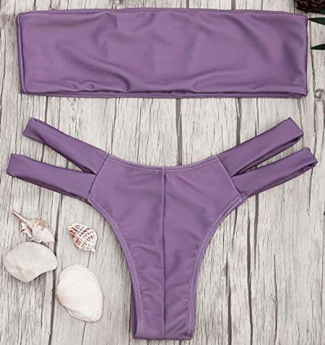 Product GUOZI Bikini Bikini de Verano Morado para Mujer Conjunto de Traje de baño de Dos Piezas en el Hombro