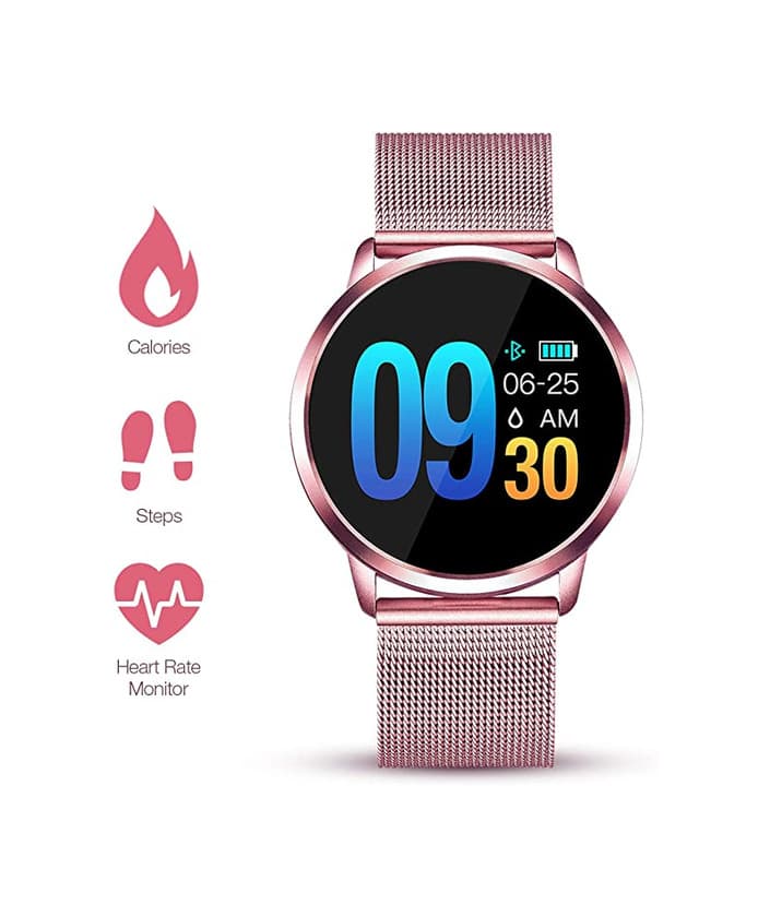 Fashion Smartwatch Mujer Rosa Impermeable Reloj Inteligente Elegante Fitness con Monitor Impermeable IP67