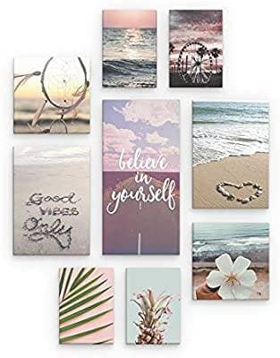 Fashion Kit 9 Quadros Decorativos Praia Mar Good Vibes Only