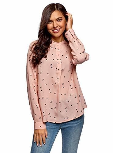 Producto oodji Collection Mujer Blusa de Viscosa con Silueta en A, Rosa, ES