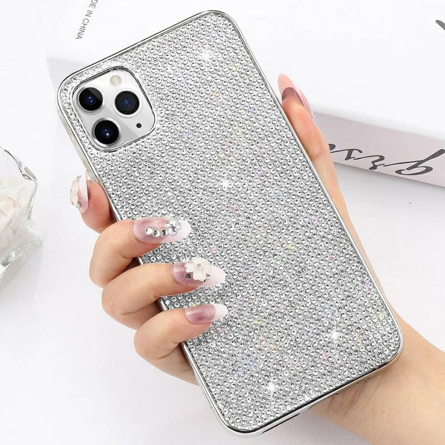 Moda Capas para celular com glitter prateada 🤍