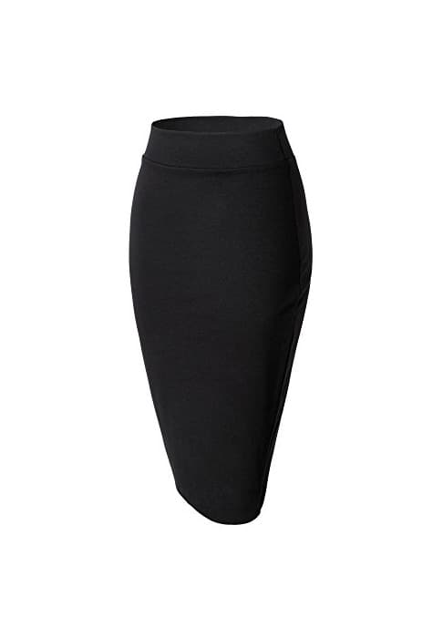 Moda Urban GoCo Mujeres Falda Midi Lápiz Cintura Alta Elasticidad Bodycon Tubo Falda