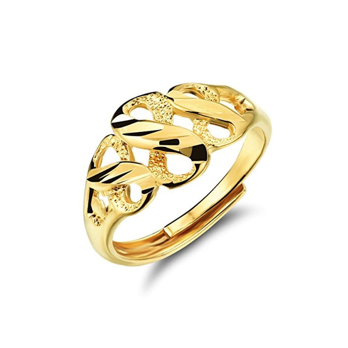 Moda FJYOURIA - Anillo de oro de 18 quilates para mujer