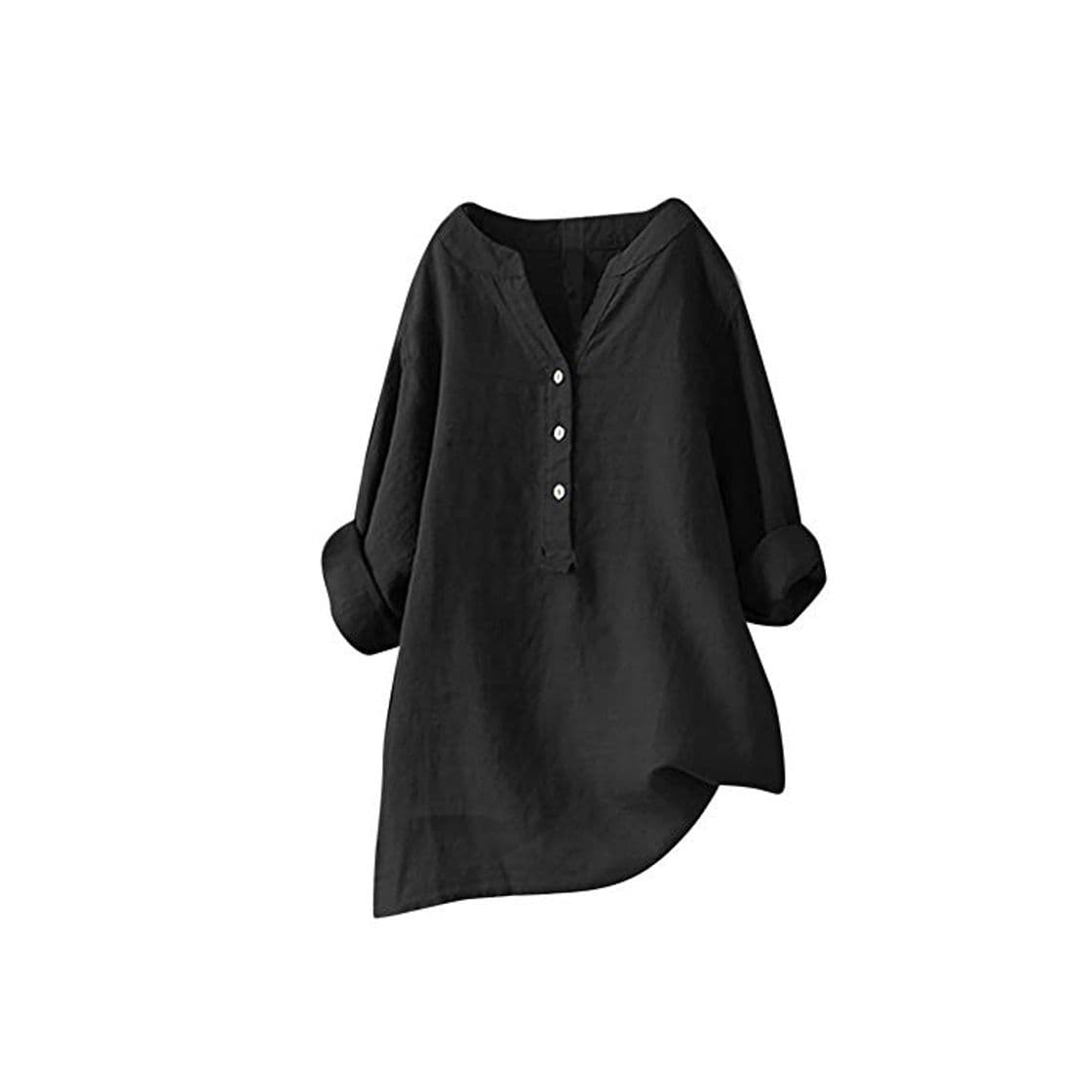 Producto Vestidos de Lino de Verano para Mujer con Cuello en v Manga Corta Fiesta de Trabajo Informal Camiseta con Bolsillo Vestidos Vestidos hasta la Rodilla