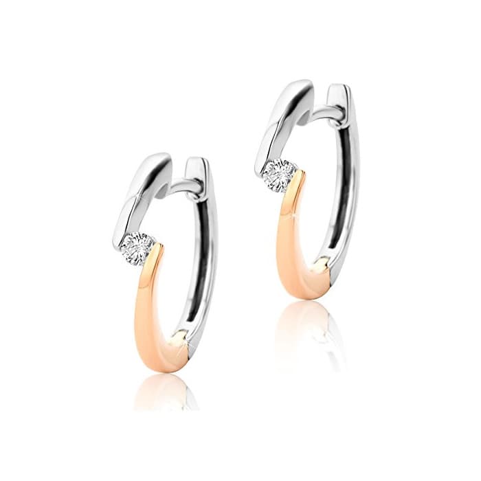 Product orovi Mujer Diamante Pendientes de aro pendientes de 9 quilates