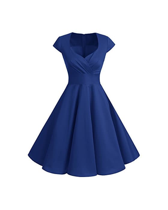 Producto Bbonlinedress Vestido Corto Mujer Retro Años 50 Vintage Escote En Pico Royal