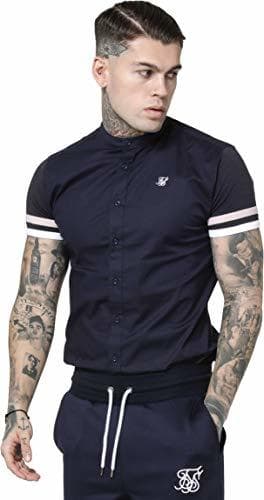 Product Camisa Siksilk Sprint Grandad Shirt Azul Marino