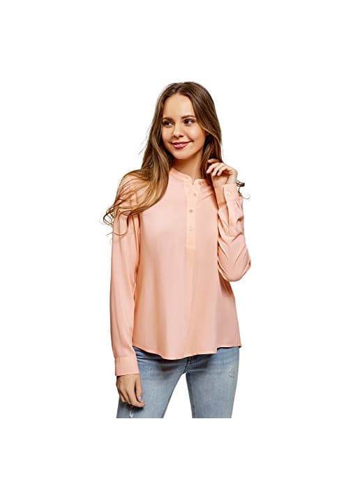 Producto oodji Collection Mujer Blusa de Viscosa de Silueta en A, Rosa, ES