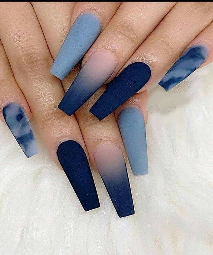 Moda nail template in shades of blue and gradients 💙