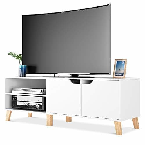 Product Homfa Mueble TV Salón Mesa para TV con 2 Puertas 2 Compartimientos