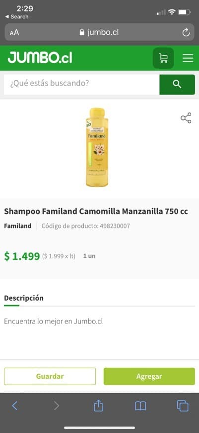 Producto shampoo familand manzanilla 