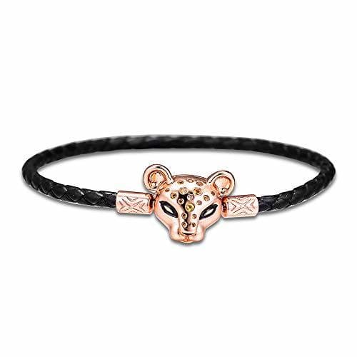 Producto FINLN 20.5cm Pulsera Pulsera de Cuero de Princesa de león para Mujer Pulseira Feminina Masculina Plata 925 Joyas