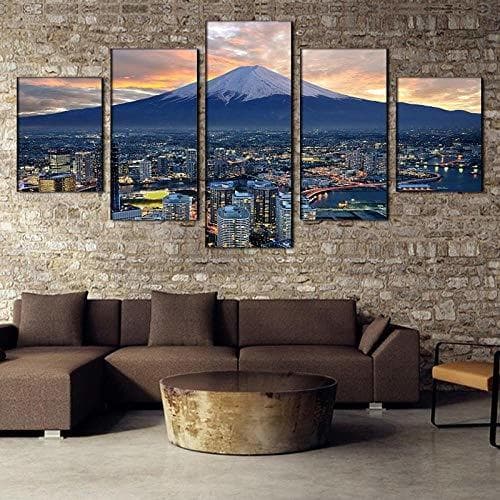 Product LYSBHX Home Decor Pictures Vintage HD Print 5 Panel City At Night