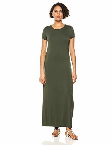 Product Amazon Essentials - Vestido largo de manga corta para mujer, Oliva oscuro,