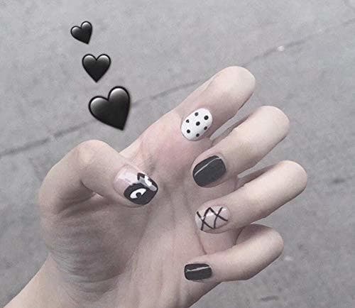 Producto Carteles Parche De Uñas Negro De Dibujos Animados Lindo Desgaste Manicura 24