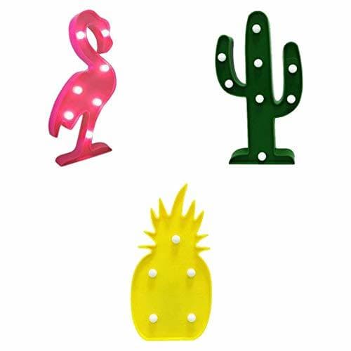 Producto Lote de 3 Gazechimp Lámpara de Noche Diseño de Flamenco Tropical Cactus