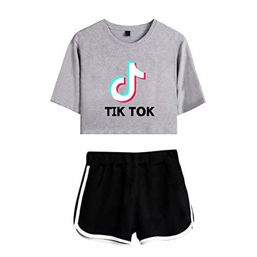 Product TIK TOK Imprimiendo Camisetas Crop Top y Pantalones Cortos