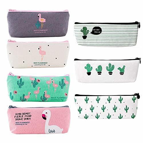 Product Estuche de lona para lápices de 7 piezas con cremallera pequeña bolsa