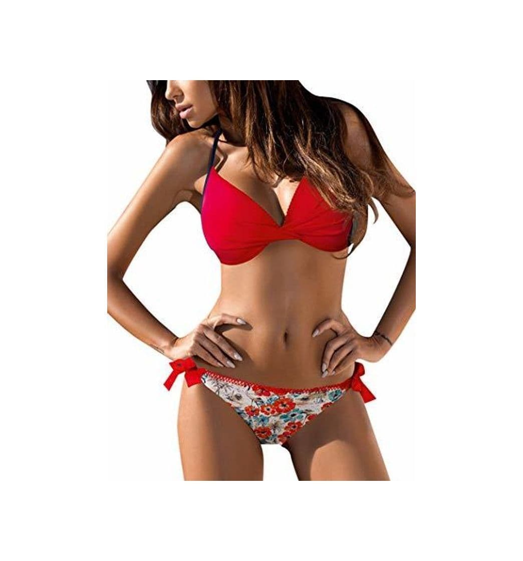 Producto Tuopuda Mujer Multicolor Cabestro Bikini Conjuntos de Cintura Baja Ajustable Bikini Inferior