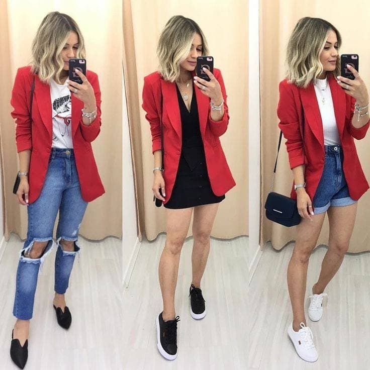 Moda Três opções de looks para usar com um blazer vermelho ❤