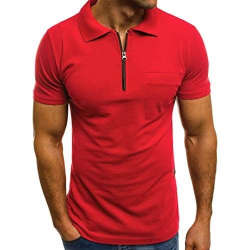 Producto POLP Polos para Hombre Camiseta de Manga Corta con Cremallera y Bolsillo