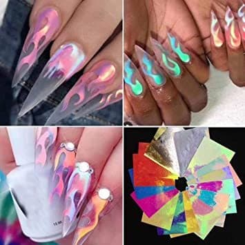 Producto Llamas holográficas uñas 