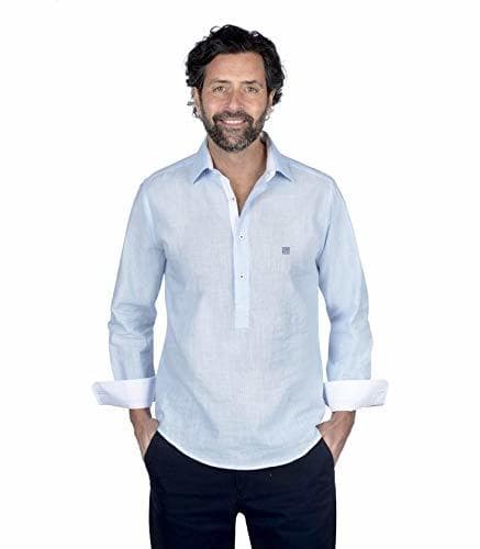 Producto Camisa Tipo polera Manga Larga de Color Liso Azul - 4_L