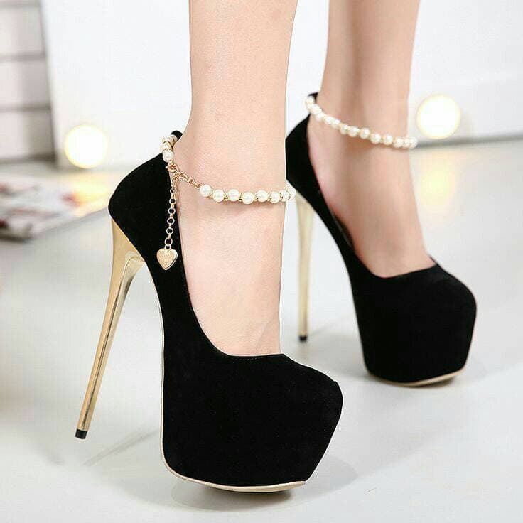 Fashion High Platform Pearl Ankle Strap Stiletto Heel Shoes