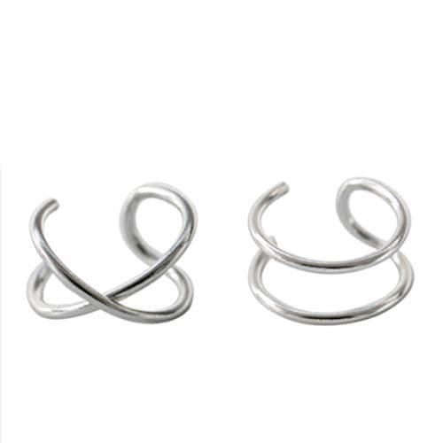 Product HOMEYU® 925 Sterling Silver Double Ear Cuff y Criss Cross Ear Ear