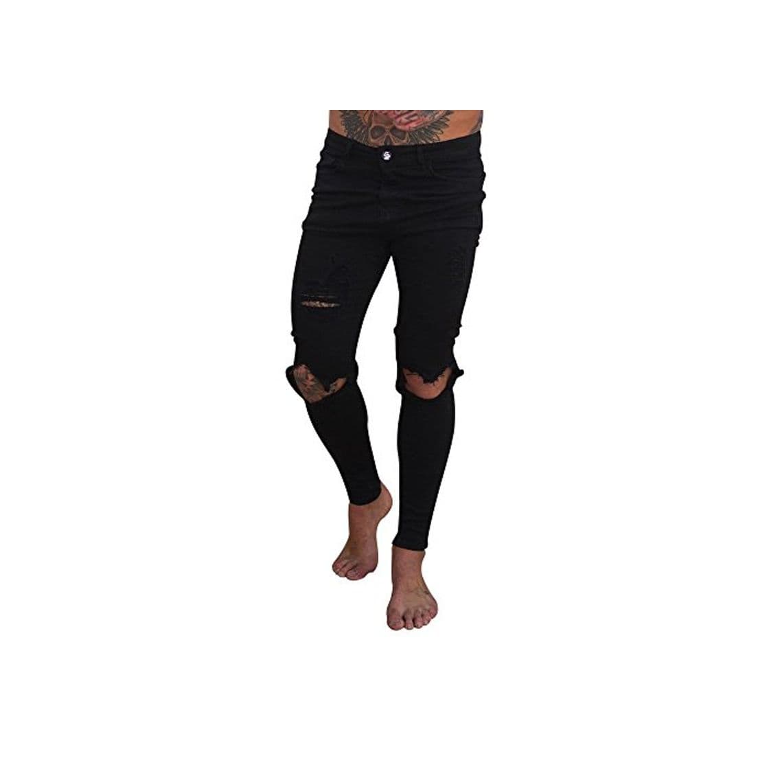 Moda Gusspower Pantalones Vaqueros Hombres Rotos Pitillo Slim Fit Skinny Pantalones Casuales Elasticos