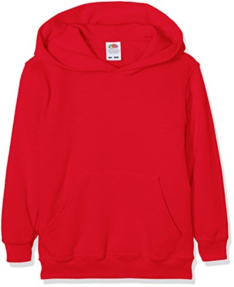 Moda Fruit Of The Loom SS026B, Sudadera con Capucha para Niños, Rojo