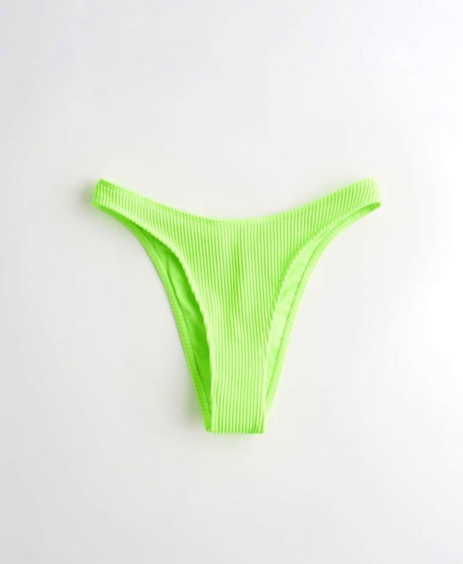 Moda Ribbed High Leg Bikini Bottom- Hollister Co