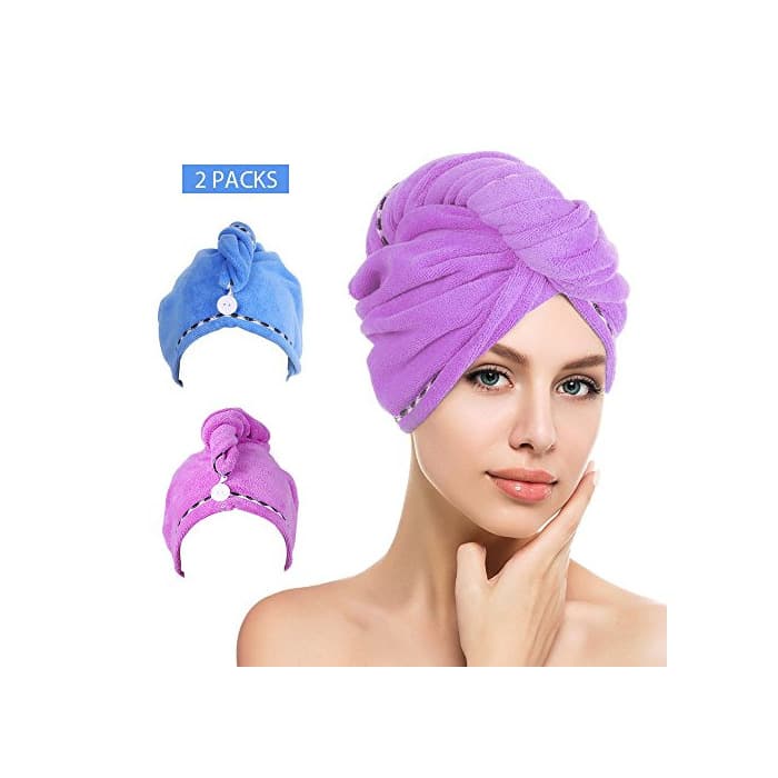 Product Htovila Toallas de Baño 2 pcs Turbante del Abrigo de Pelo Secado