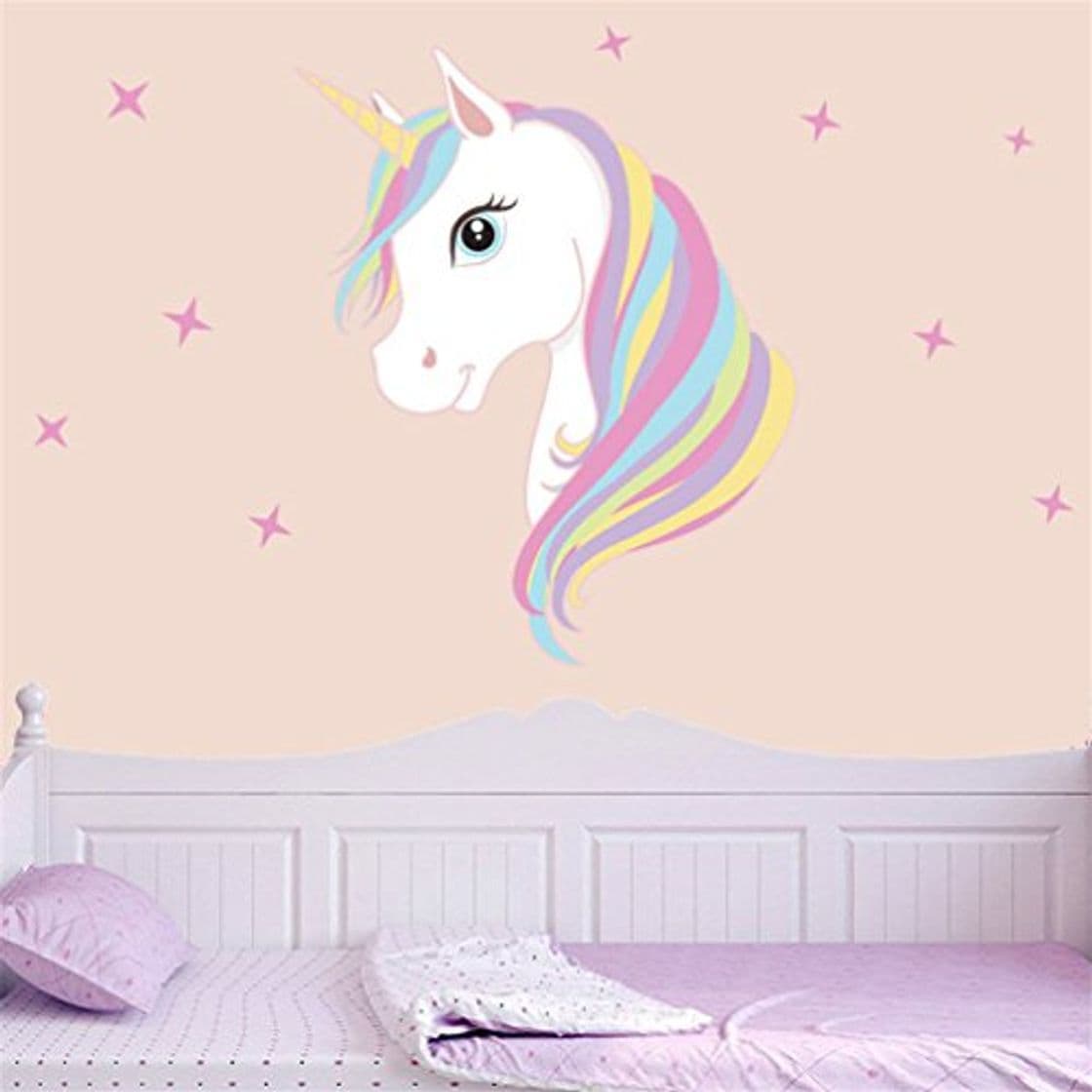 Producto Decoración infantil de pared, unicornio impresión bling estrellas eliminación arte pegatinas DIY